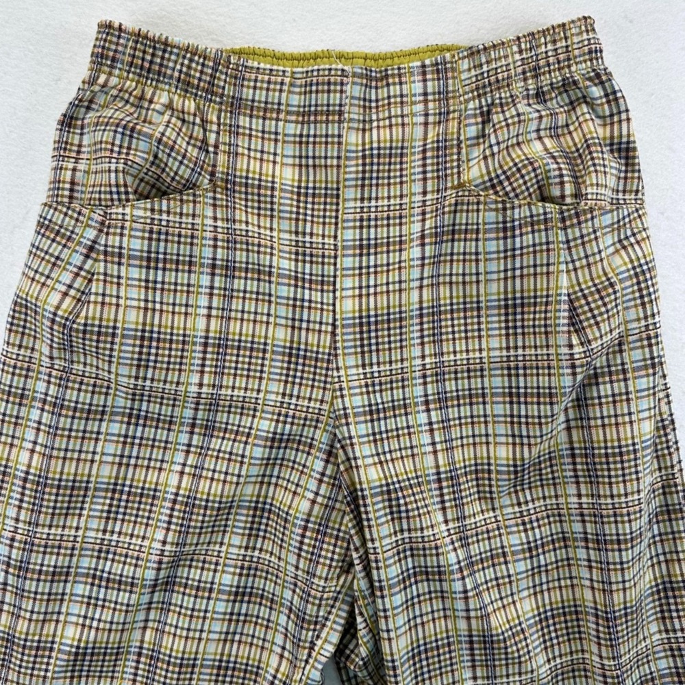 Free People Nice Choice Stripe Plaid Pull On Pants Barrel Leg Size Medium NEW - Picture 6 of 16
